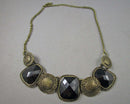 Brass & Black Necklace Vintage H040-12