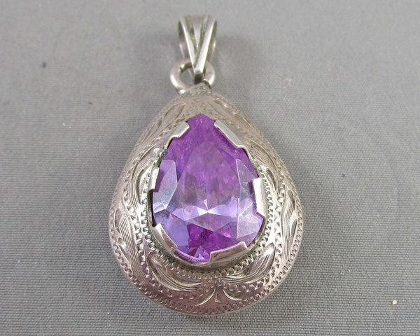 Amethyst Silver Pendant 1pc B100-2 (Vintage)