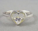 925 Sterling Silver CZ Heart Ring Size 7.75  (Vintage) H101-14