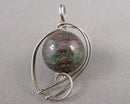 Garnet & Fuchsite Gemstone Pendant 925 Sterling Silver (Vintage) H101-15