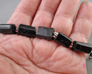 Black Tourmaline Faceted Column Beads C636
