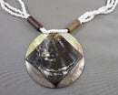 Abalone Shell Gemstone Pendant Necklace (Vintage) H108-24