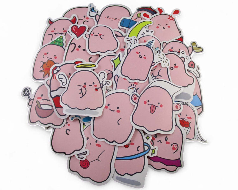 Cute Ghosts Sticker Pack - Waterproof PVC Stickers 50pc J269