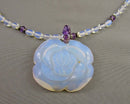 Amethyst & Opalite Gemstone Pendant Necklace (Vintage) H137-24