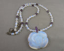 Amethyst & Opalite Gemstone Pendant Necklace (Vintage) H137-24