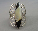 Mother of Pearl & Onyx Gemstone Ring H137-25