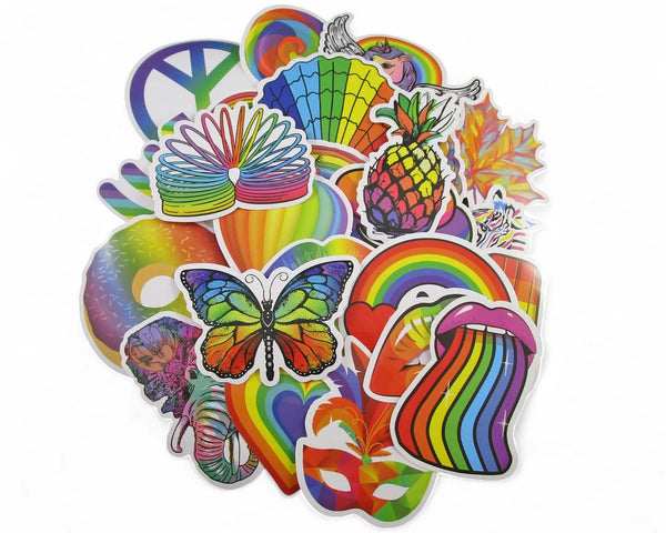 Rainbow Sticker Pack - Waterproof PVC Stickers 50pc J005