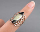 Mother of Pearl & Onyx Gemstone Ring H137-25