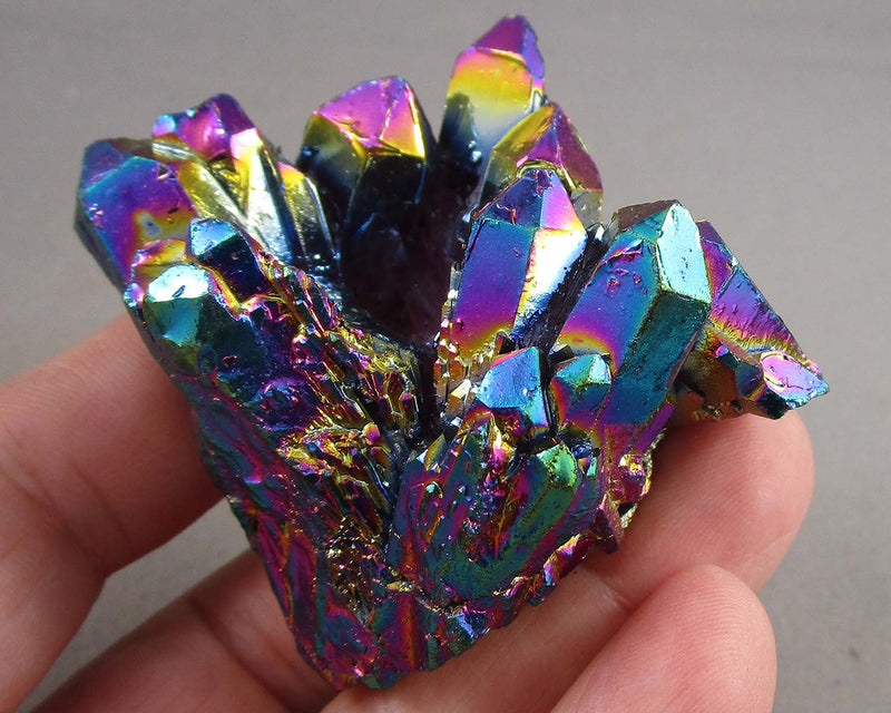 Rainbow Aura Quartz Crystal Cluster 1pc B035-2