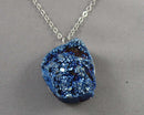 Blue Flame Aura Quartz Pendant Necklace (Vintage) H142-4