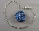 Blue Flame Aura Quartz Pendant Necklace (Vintage) H142-4
