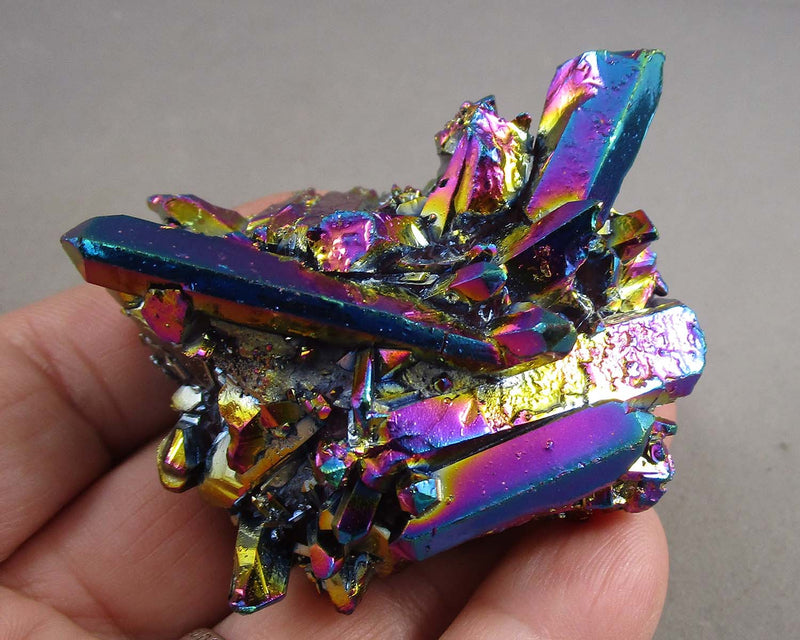 Rainbow Aura Quartz Crystal Cluster 1pc B036-1