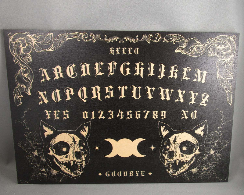 Black Spirit Board with Skeleton Cat Design 1pc 4050-J
