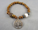 Wood Bracelet with Tree of Life (Vintage) H011-4