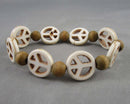 Wood Bracelet with Peace Symbol (Vintage) H011-9