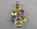 Sterling Silver Citrine & Amethyst CZ Crystal Pendant H011-13