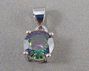Mystic Topaz Gemstone Pendant 925 Sterling Silver (Vintage) H021-2