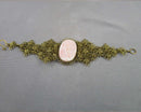 Agate Stone Brass Filigree Bracelet (Vintage) H011-20