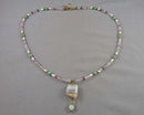 Rainbow Fluorite & Aventurine Gemstone Necklace Vintage H021-10