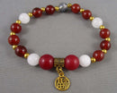 Carnelian and Quartz Gemstone Bracelet H021-16