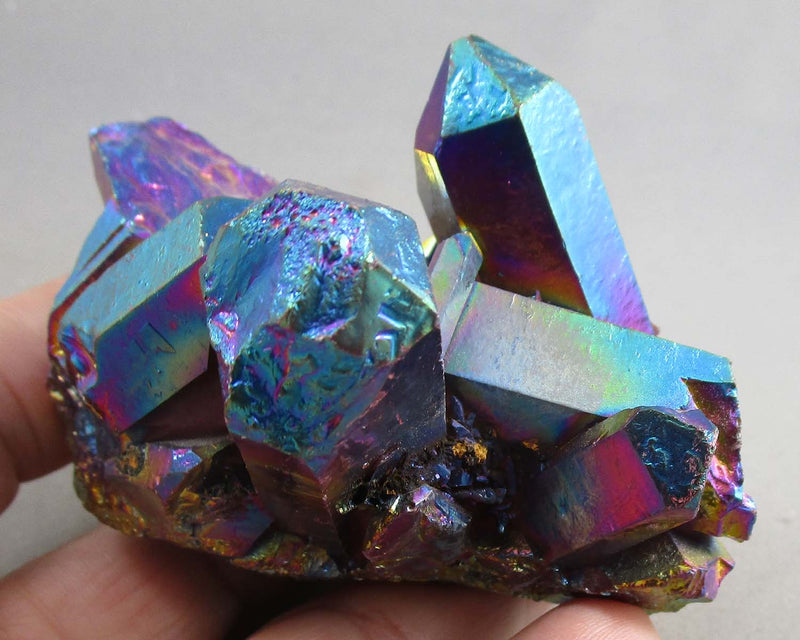 Rainbow Aura Quartz Crystal Cluster 1pc B042-2