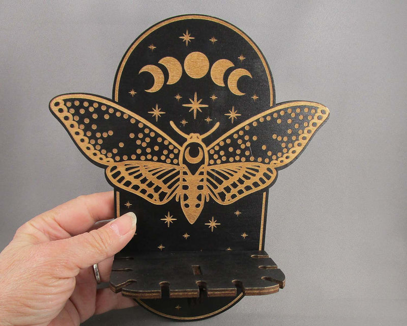 Moon Phase Moth Wall-Mounted Crystal & Pendulum Decorative Shelf 1pc H090