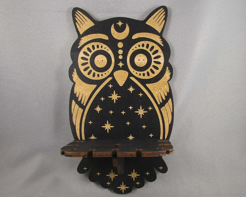 Owl Wall-Mounted Crystal & Pendulum Decorative Shelf 1pc H081-2