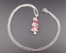 Pink Tourmaline & Herkimer Diamond Gemstone Necklace (925 Sterling Silver)