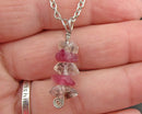 Pink Tourmaline & Herkimer Diamond Gemstone Necklace (925 Sterling Silver)