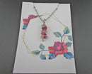 Pink Tourmaline & Herkimer Diamond Gemstone Necklace (925 Sterling Silver)