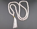 Rose Quartz Gemstone Mala Necklace Vintage H143-1