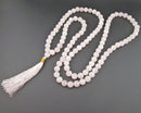 Rose Quartz Gemstone Mala Necklace Vintage H143-1
