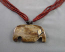 Bone Elephant Pendant Necklace 1pc (Vintage) H027-4