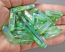 Electroplated Quartz Points (Drilled) Green 4pc  (C257)