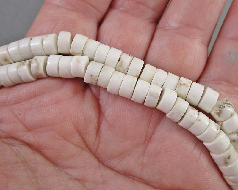 White Howlite Heishi Beads 6x3mm E007