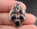Black Onyx Gemstone Pendant 925 Sterling Silver (Vintage) H117-2