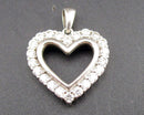 Rhinestone Heart Pendant 925 Sterling Silver (Vintage) H117-13