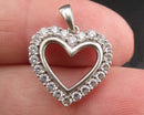 Rhinestone Heart Pendant 925 Sterling Silver (Vintage) H117-13