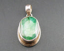 Faceted Emerald Gemstone Pendant 925 Sterling Silver (Vintage) H117-19