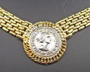Gold Tone Vintage Coin Statement Necklace H117-24