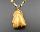 Tiger Eye Gemstone Pendant Necklace (Vintage) H117-4