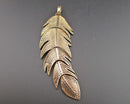 Brass Feather Pendant (Vintage) H144-6