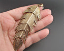 Brass Feather Pendant (Vintage) H144-6