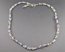 Rainbow Fluorite Gemstone Necklace Vintage H144-8