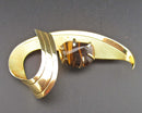 Tiger Eye Gemstone Brooch (Vintage) H144-9
