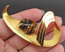 Tiger Eye Gemstone Brooch (Vintage) H144-9