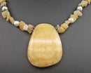 Calcite, Pearl and Fire Quartz Gemstone Pendant Necklace Vintage H144-10