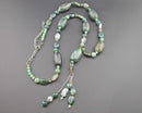 Moss Agate & Jasper Gemstone Pendant Necklace Vintage H144-12