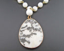 Zebra Jasper Gemstone Pendant Necklace Vintage H144-13