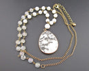 Zebra Jasper Gemstone Pendant Necklace Vintage H144-13